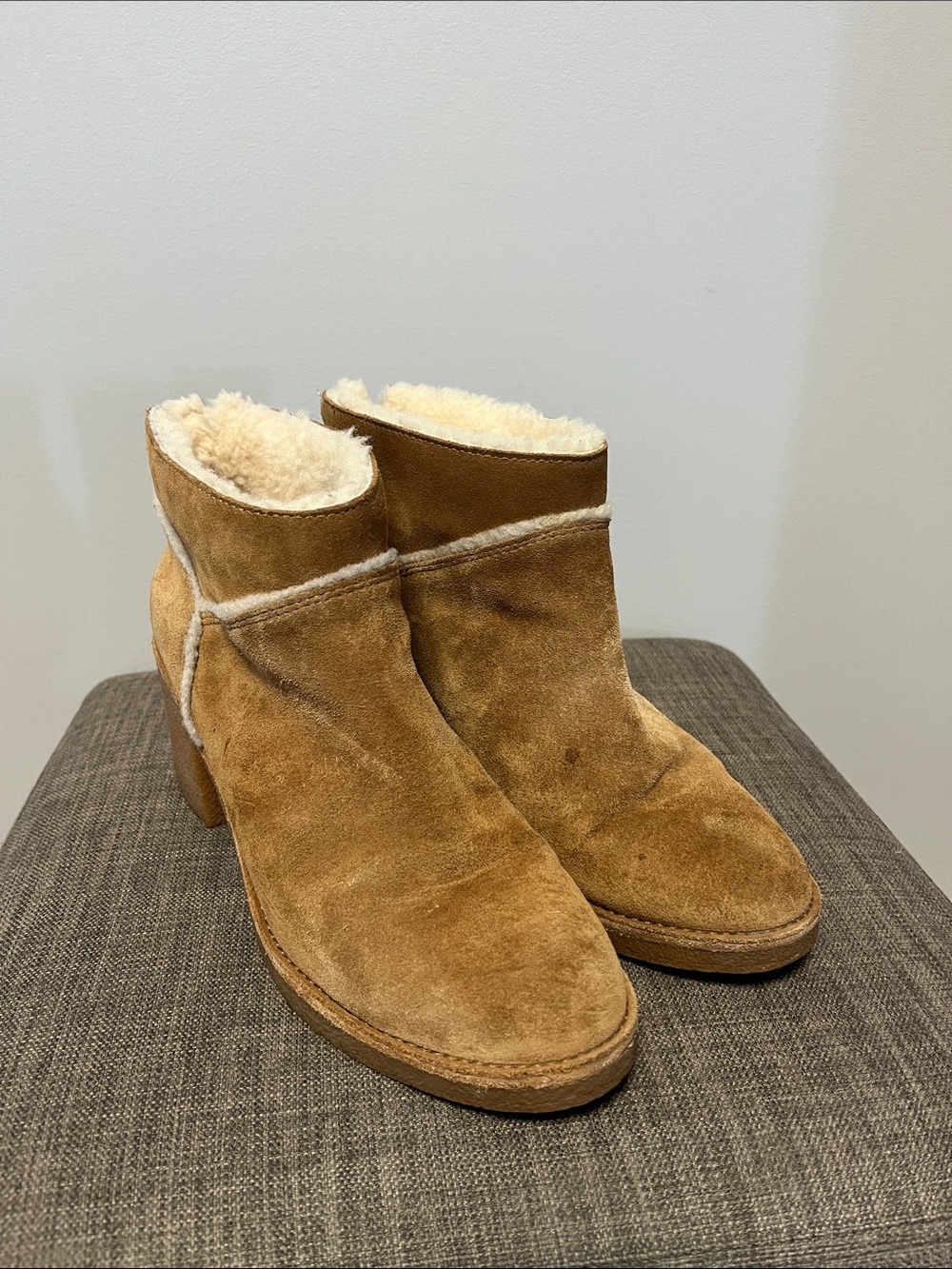 Ugg Suede Shearling-Lined Ankle Boots